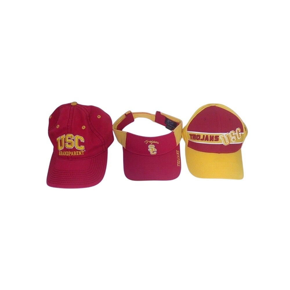 USC Trojans Burgundy Yellow Baseball Cap Grandparent The Game Adjustable Bundle
